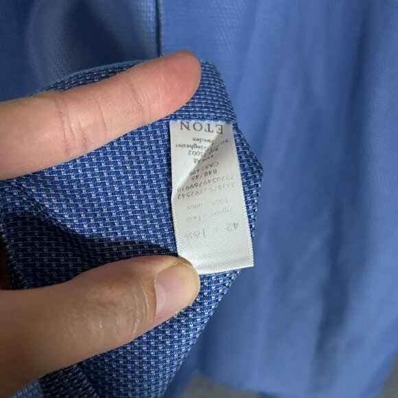 Eton Signature Twill Cotton Contemporary Button Up Shirt - Men's Size 42/16.5 - Picture 5 of 10